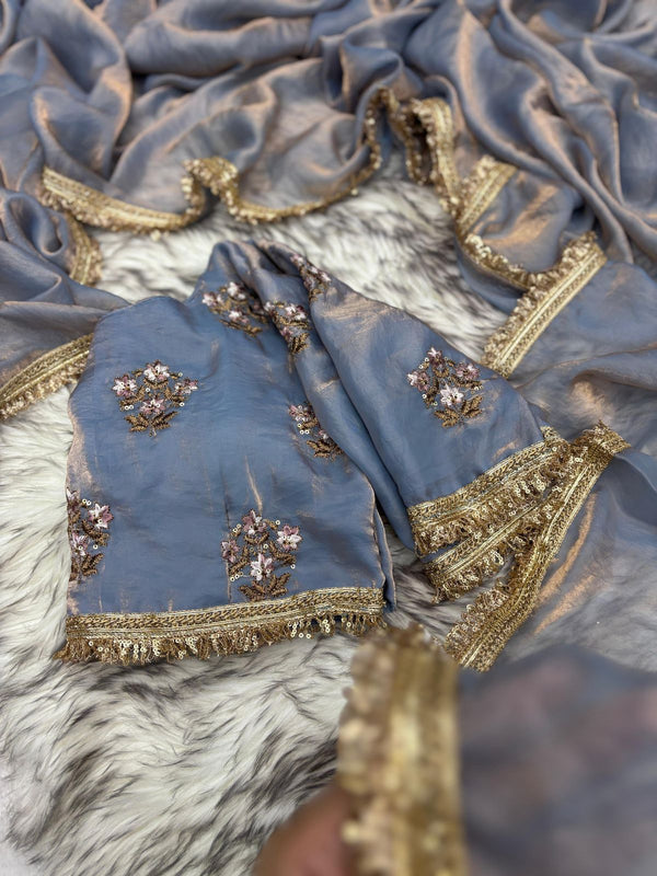 Heavy Party Wear Rich Silk Embroidery Work Saree